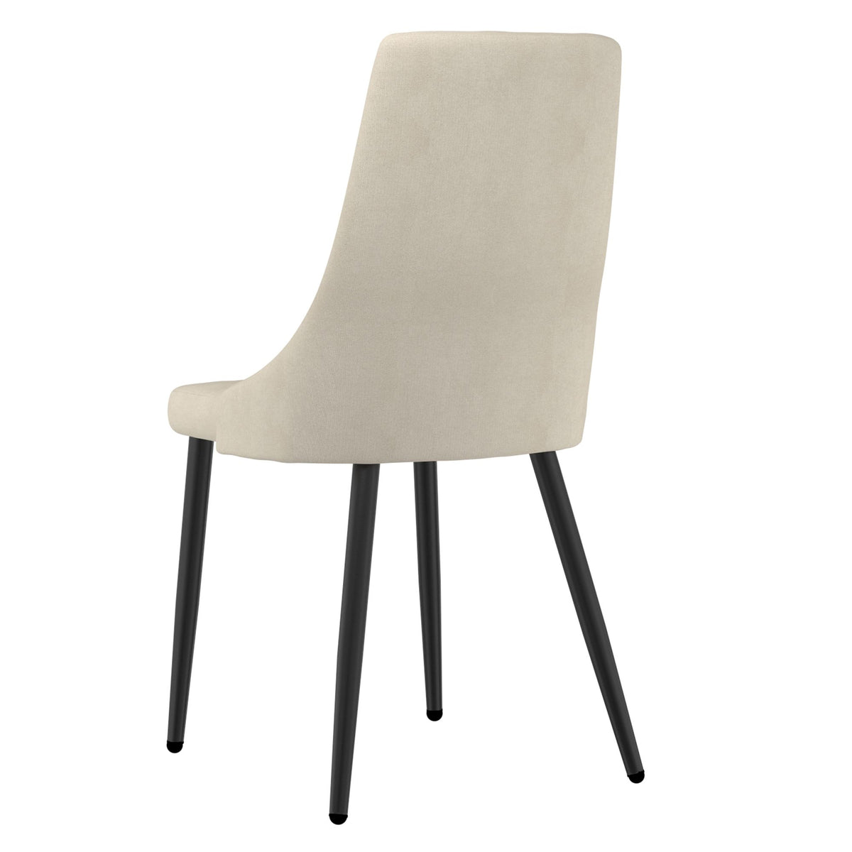 Glass Top 7-Piece Dining Set, Black Table and Beige Chairs