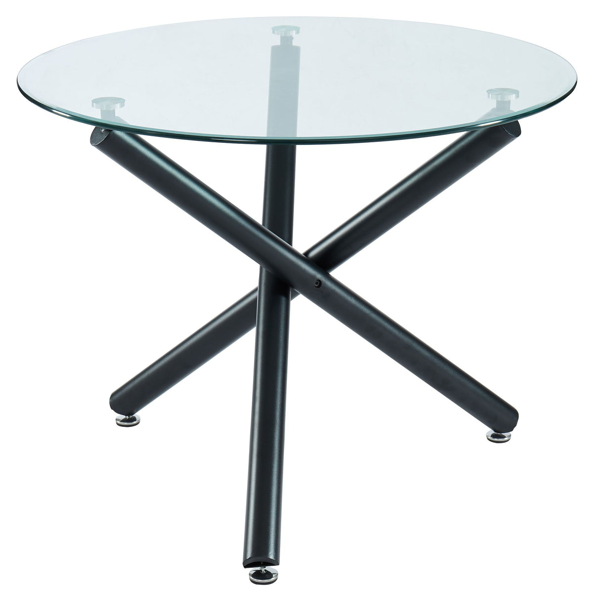 Glass Top 5-Piece Dining Set, Black Table and Vintage Grey Chairs