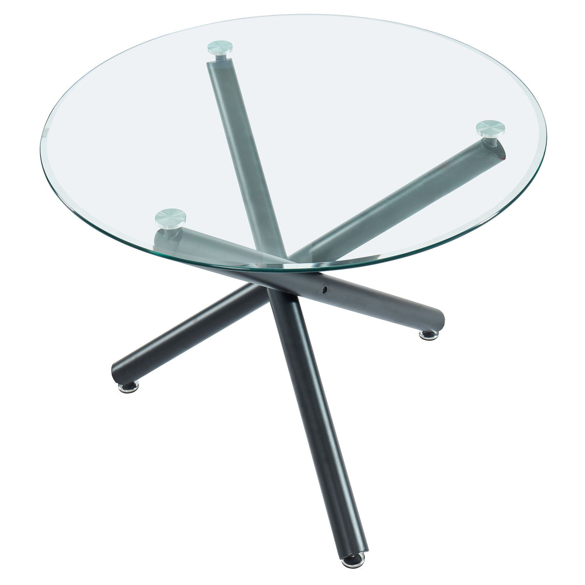 Glass Top 5-Piece Dining Set, Black Table and Vintage Grey Chairs