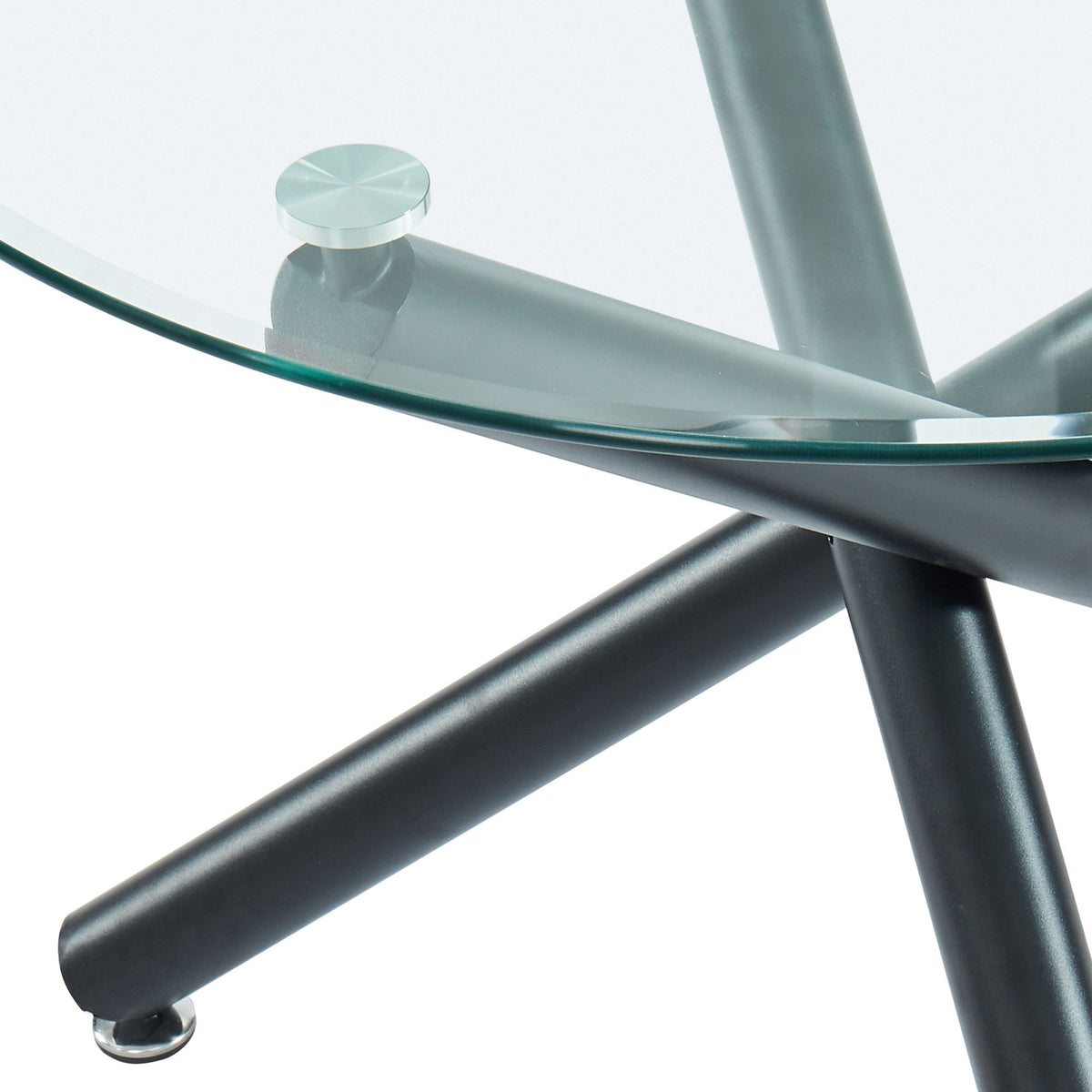 Glass Top 5-Piece Dining Set, Black Table and Vintage Grey Chairs