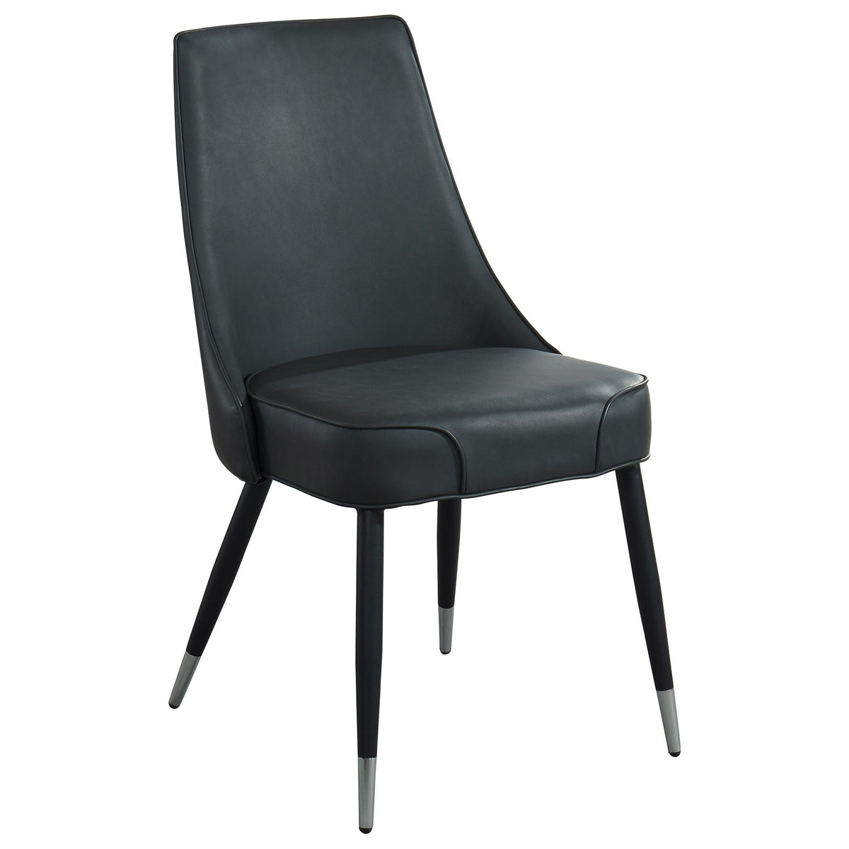 Glass Top 5-Piece Dining Set, Black Table and Vintage Grey Chairs