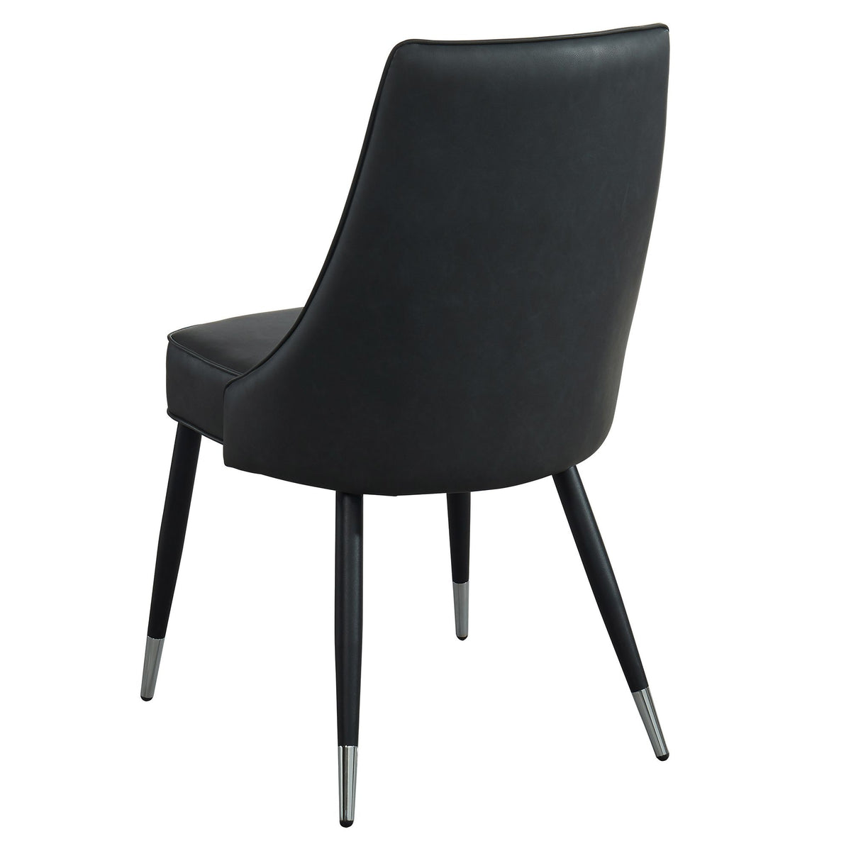 Glass Top 5-Piece Dining Set, Black Table and Vintage Grey Chairs