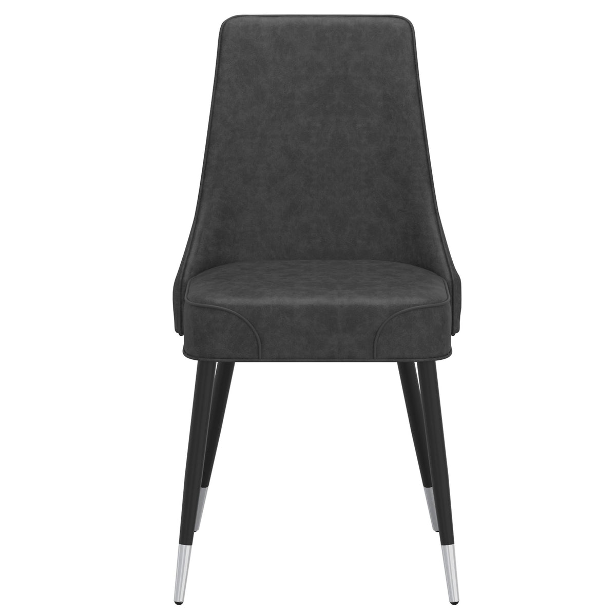 Glass Top 5-Piece Dining Set, Black Table and Vintage Grey Chairs