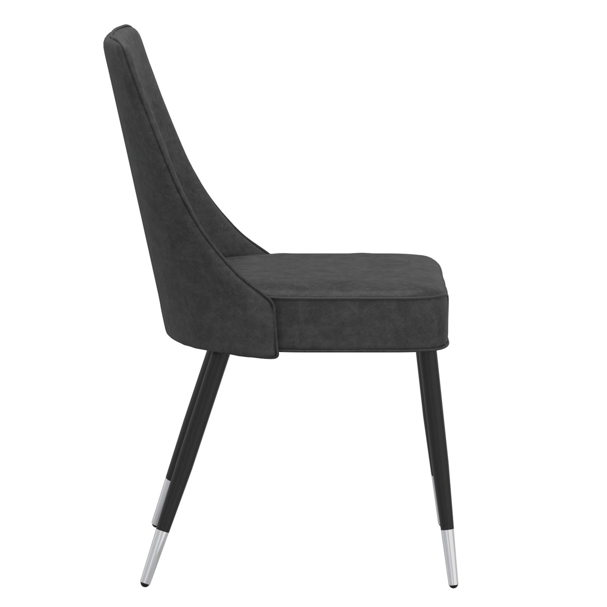 Glass Top 5-Piece Dining Set, Black Table and Vintage Grey Chairs