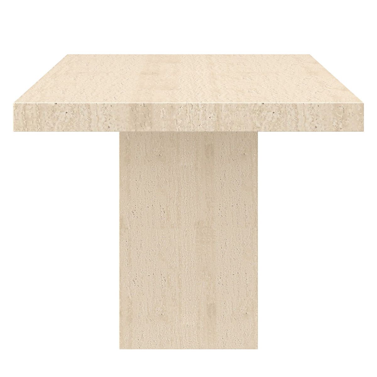 Concrete 7-Piece Dining Set, Travertine Table and Beige Chairs