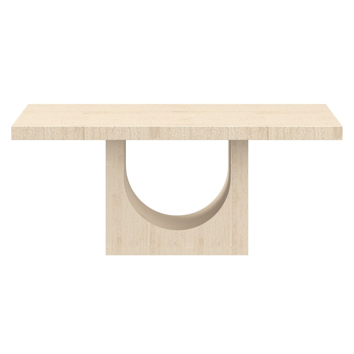 Concrete 7-Piece Dining Set, Travertine Table and Beige Chairs