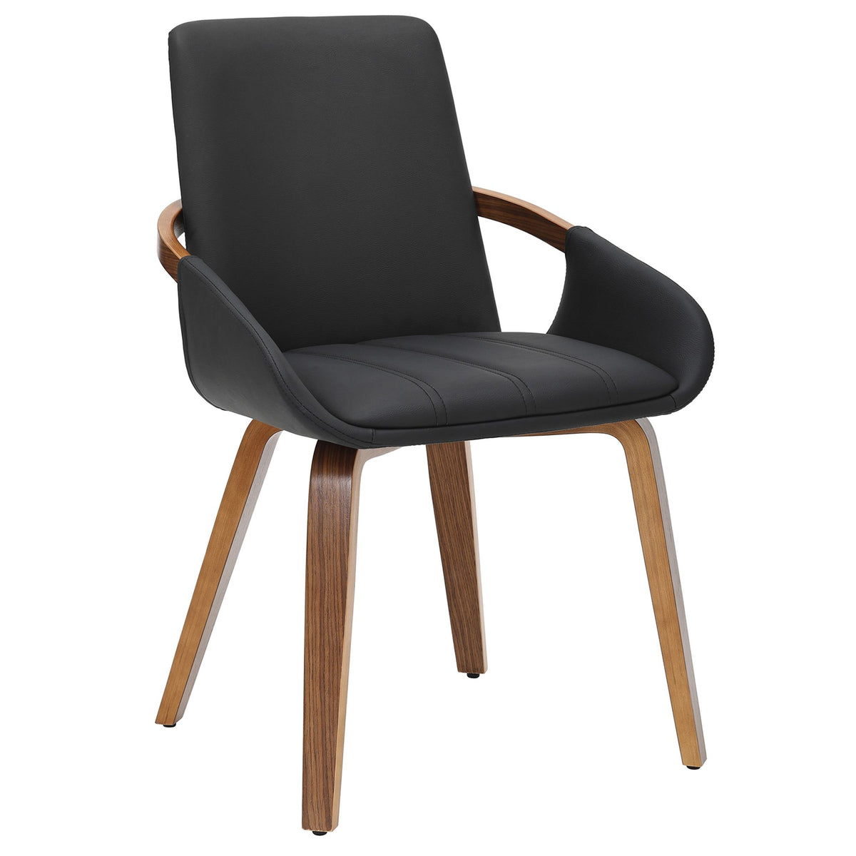 Wood 7-Piece Dining Set, Black Table and Dark Walnut Chairs