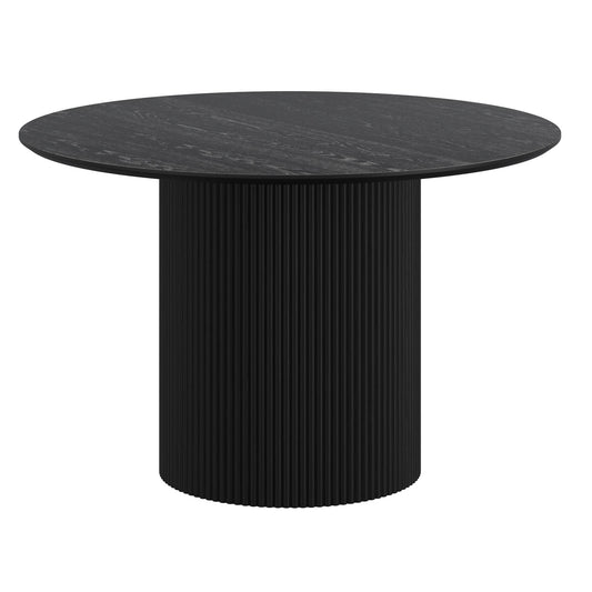 Wood Round 5-Piece Dining Set, Black Table and Black/Walnut Chairs