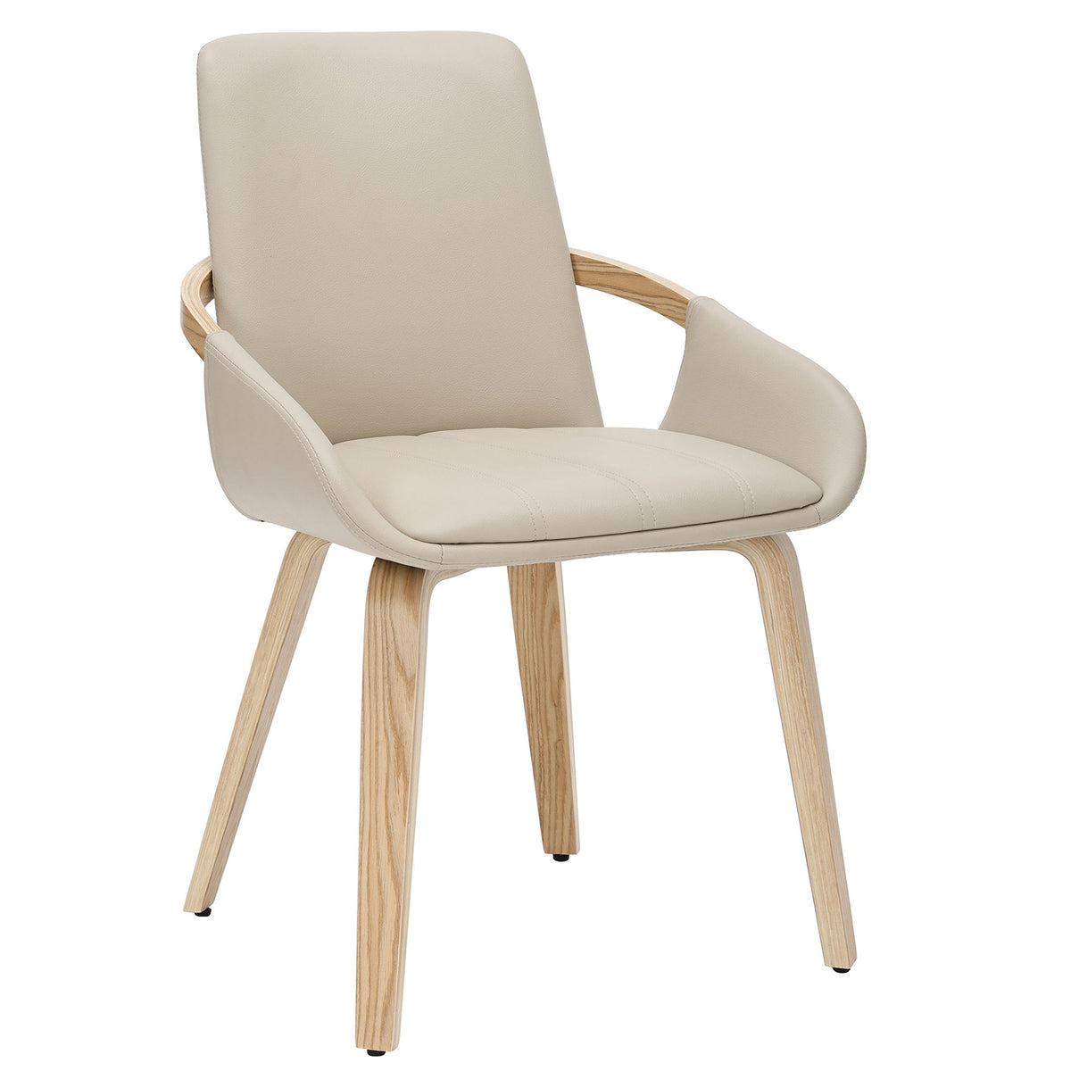 Wood 7-Piece Dining Set, Ivory Table and Sand and Natural Chairs