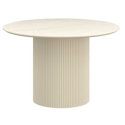 Wood Round 5-Piece Dining Set, Ivory Table and Sand/Natural Chairs