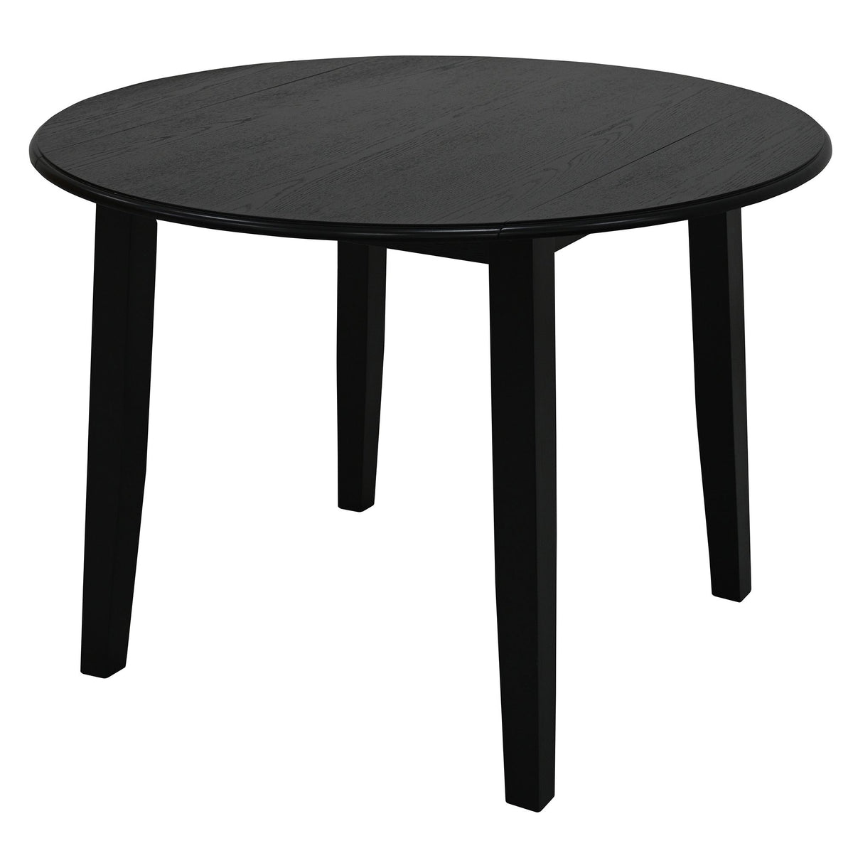 Wood Round 3-Piece Dining Set, Black Table and Black Chairs