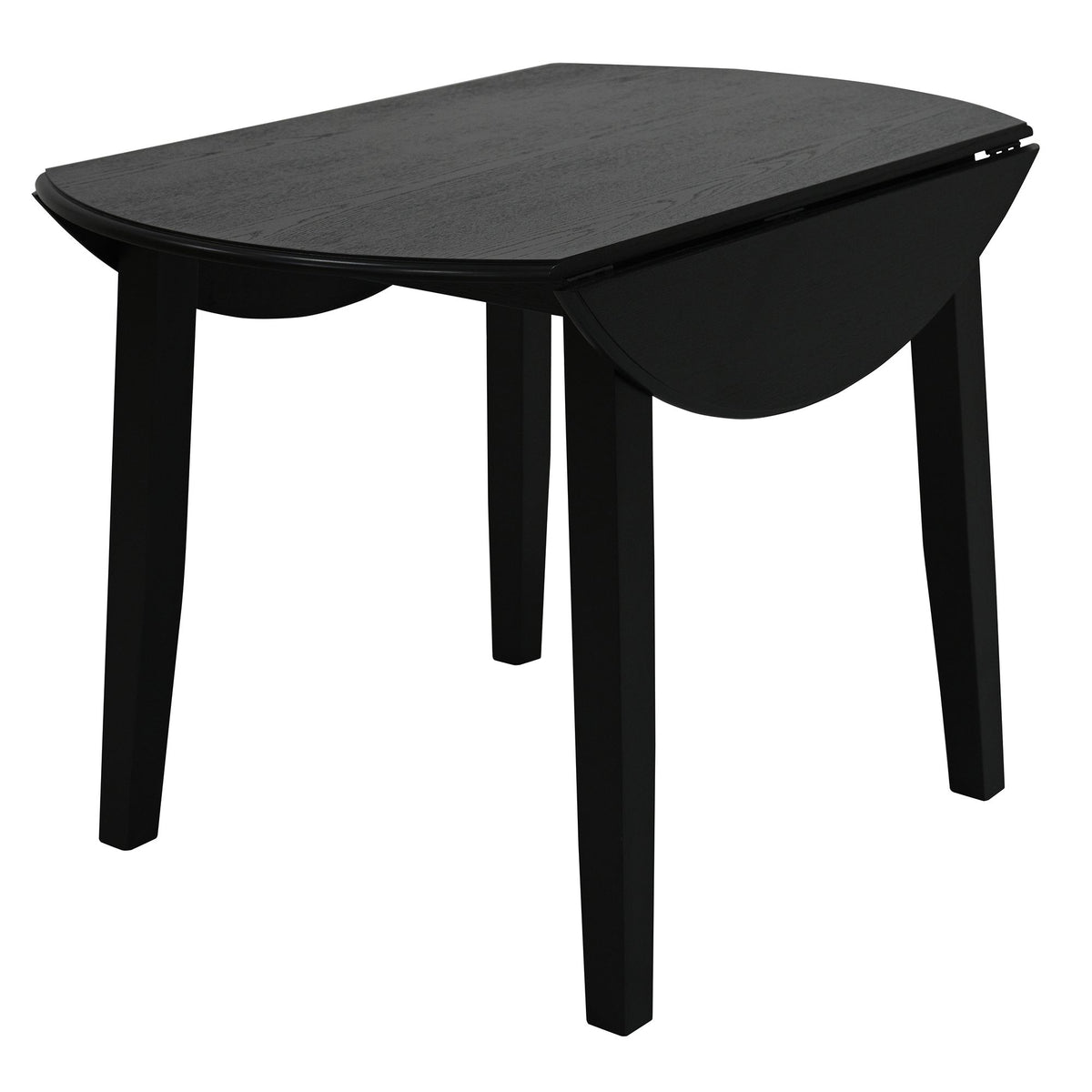 Wood Round 3-Piece Dining Set, Black Table and Black Chairs