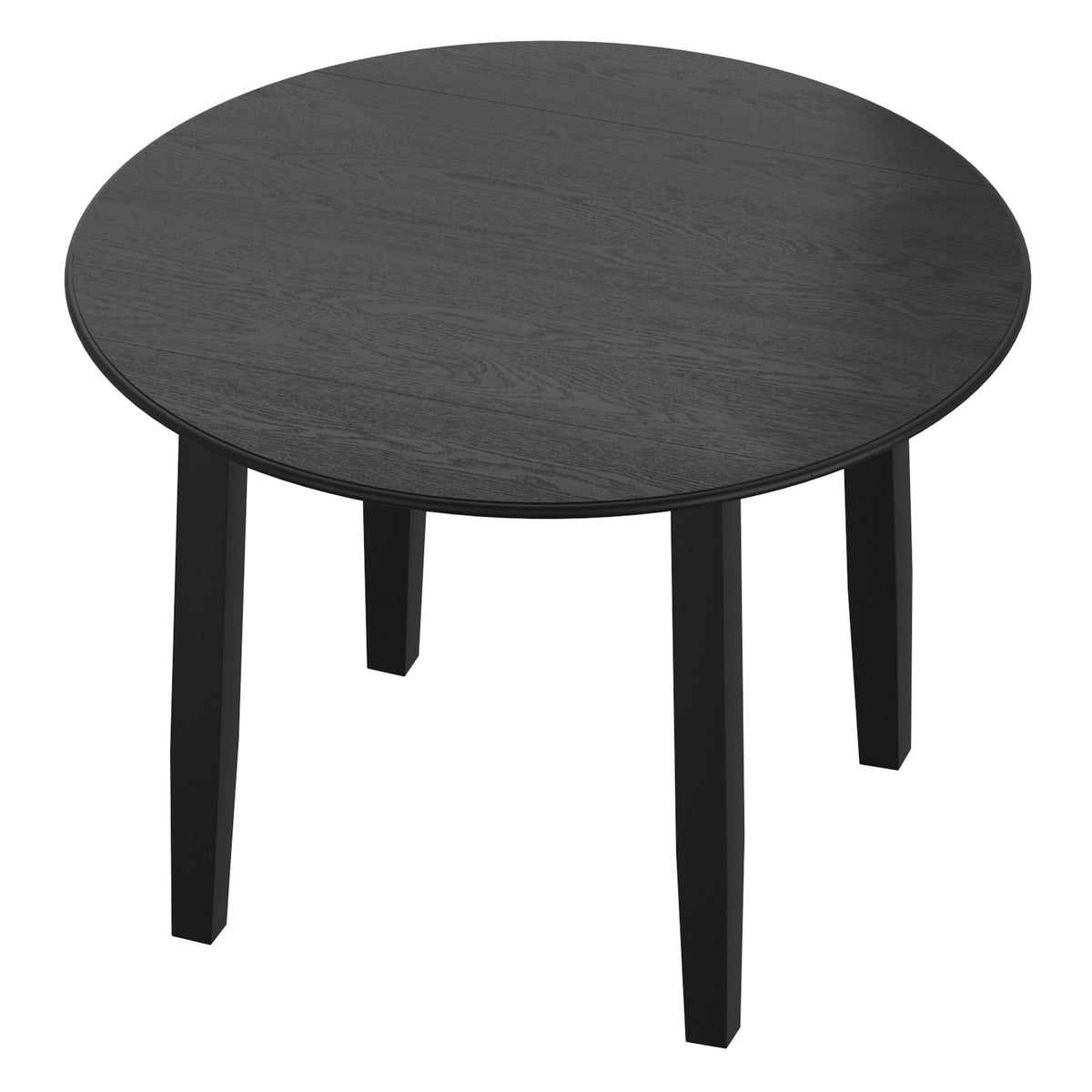 Wood Round 3-Piece Dining Set, Black Table and Black Chairs