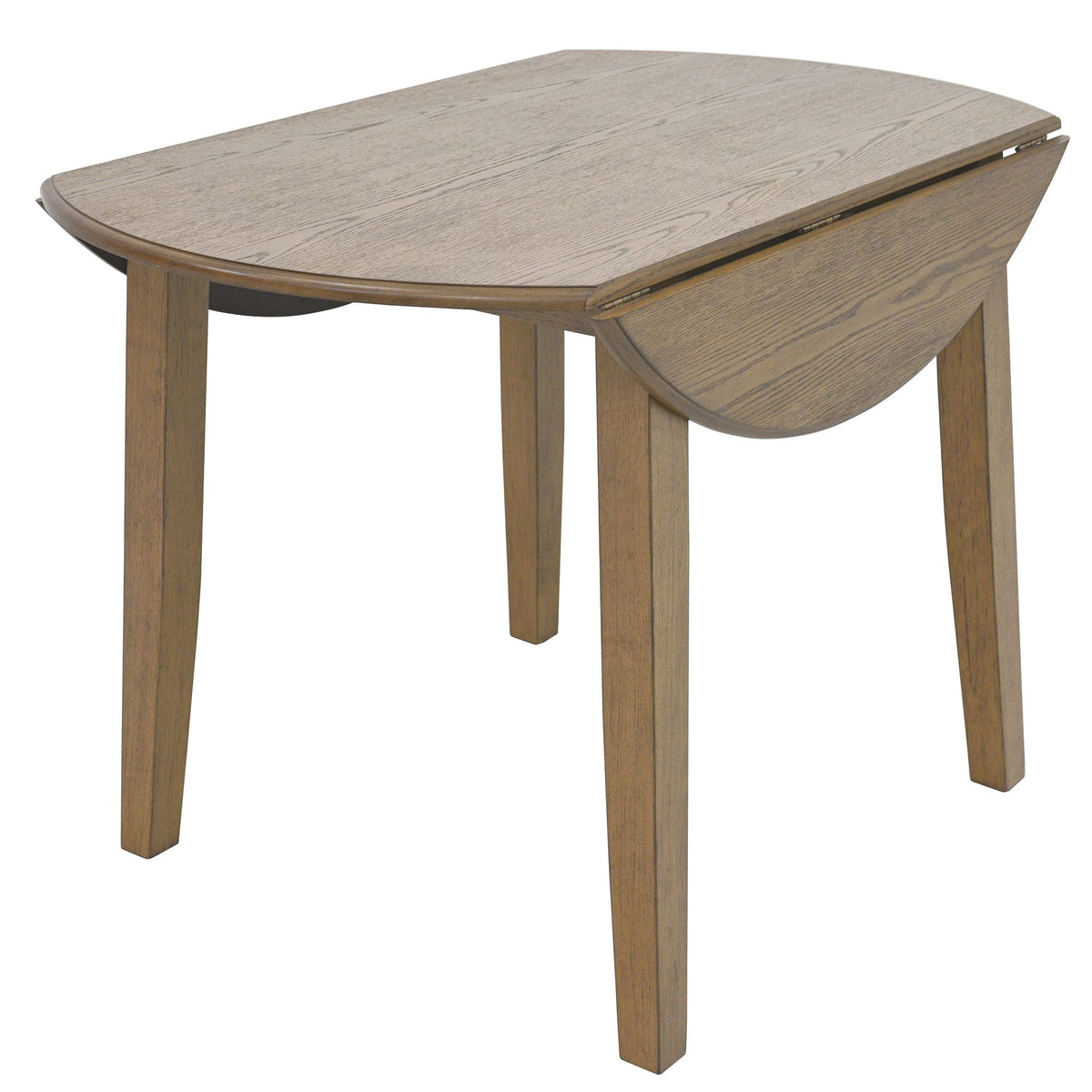 Wood Round 5-Piece Dining Set, Walnut Table and Beige Chairs