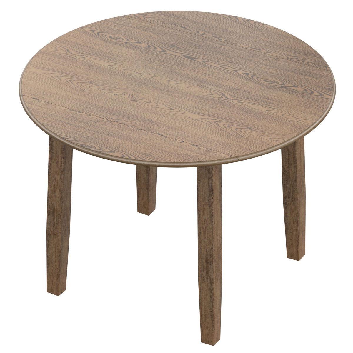 Wood Round 5-Piece Dining Set, Walnut Table and Beige Chairs