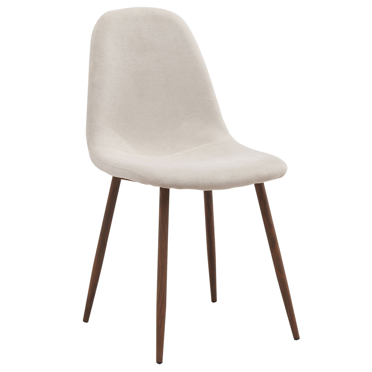Wood Round 5-Piece Dining Set, Walnut Table and Beige Chairs