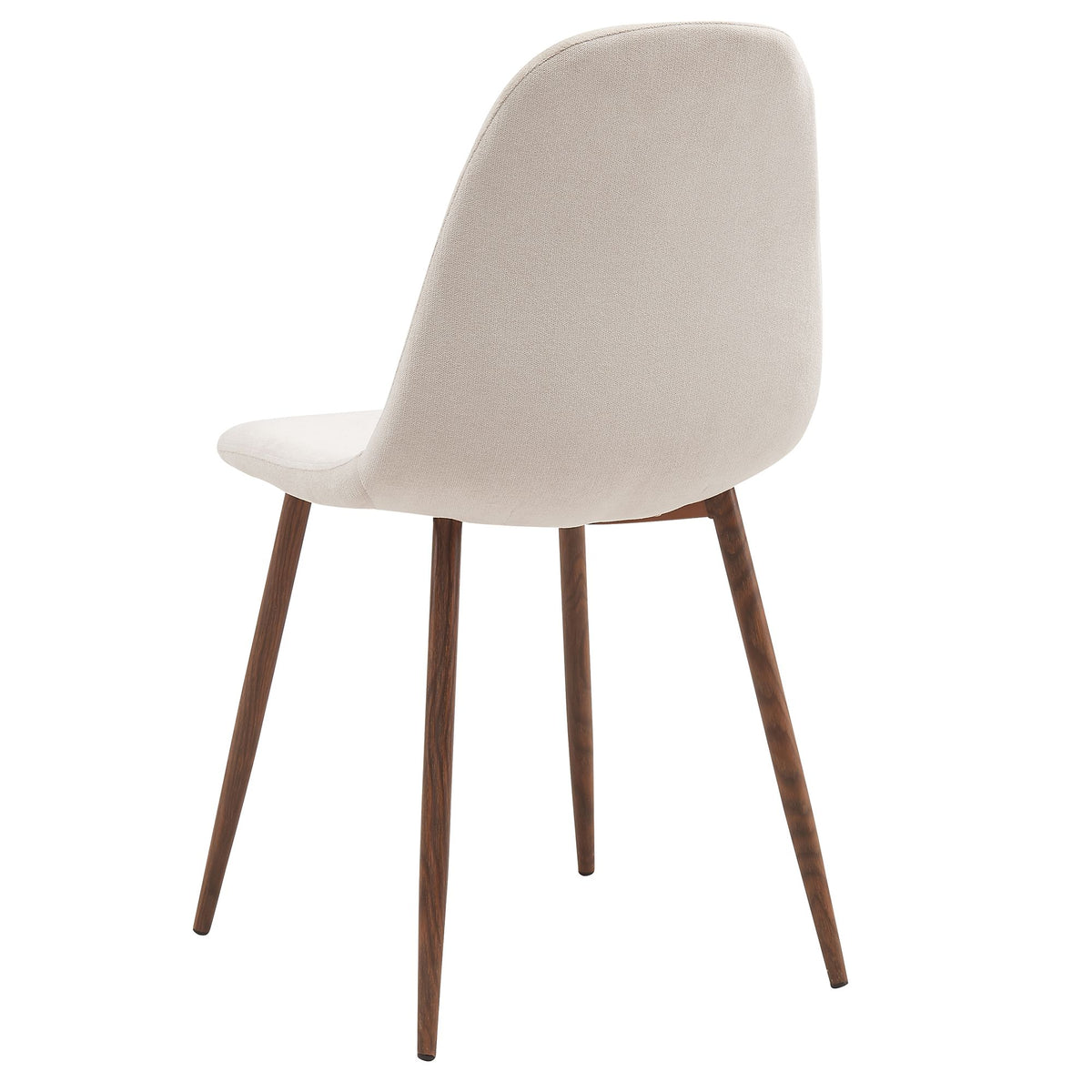 Wood Round 5-Piece Dining Set, Walnut Table and Beige Chairs