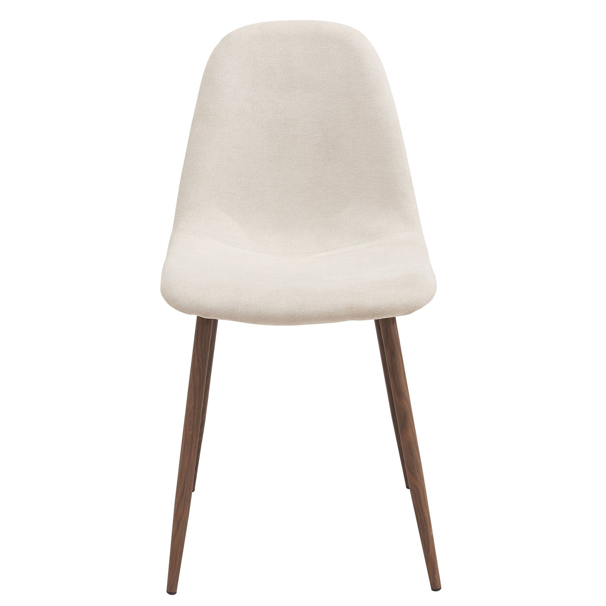 Wood Round 5-Piece Dining Set, Walnut Table and Beige Chairs