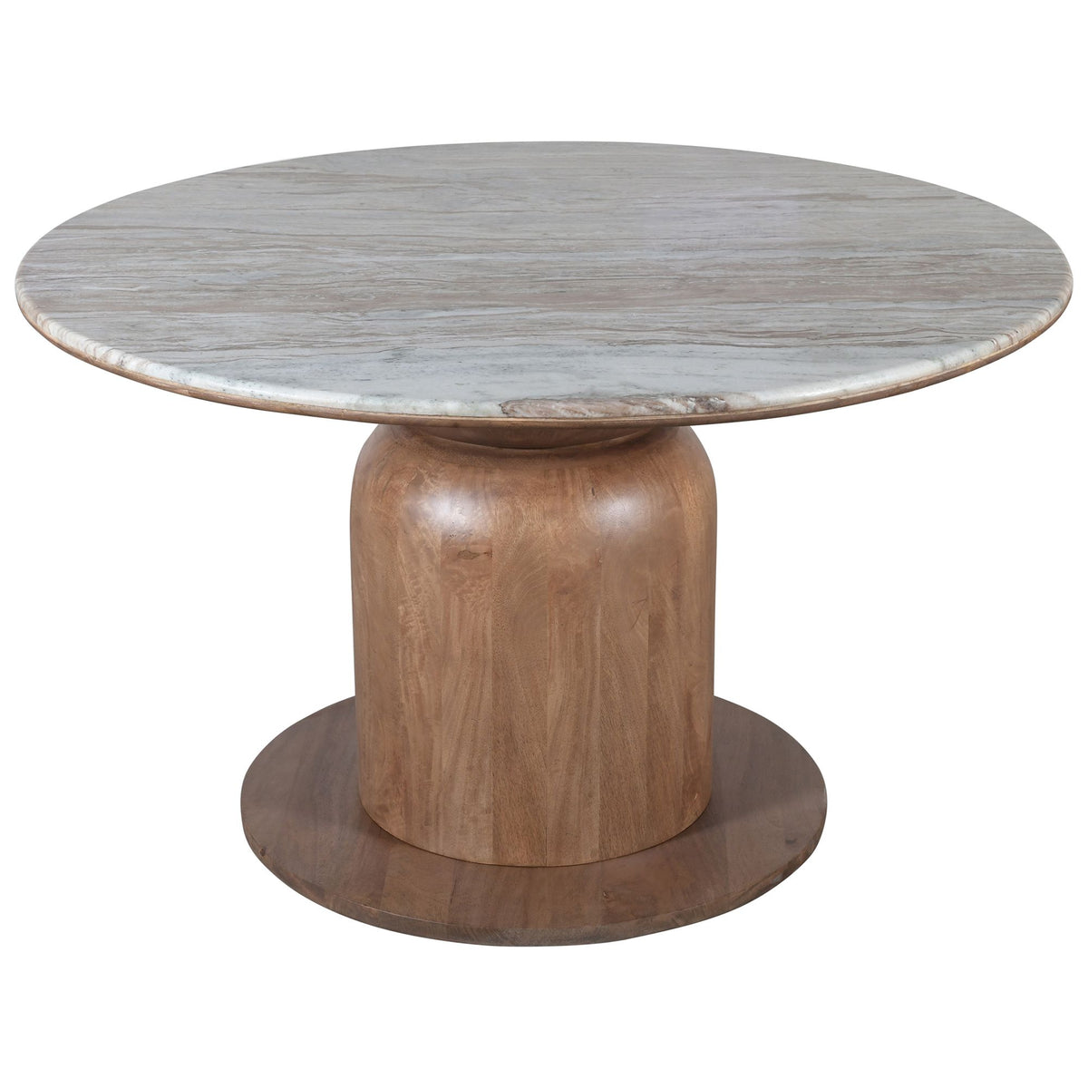 Marble 5-Piece Dining Set, Walnut Table and Camel Chairs