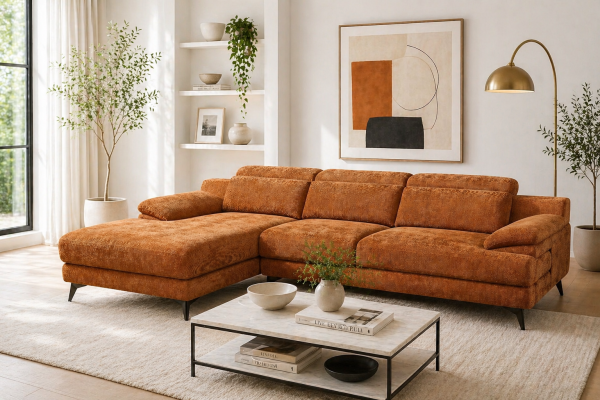LHF SECTIONAL - BURNT ORANGE