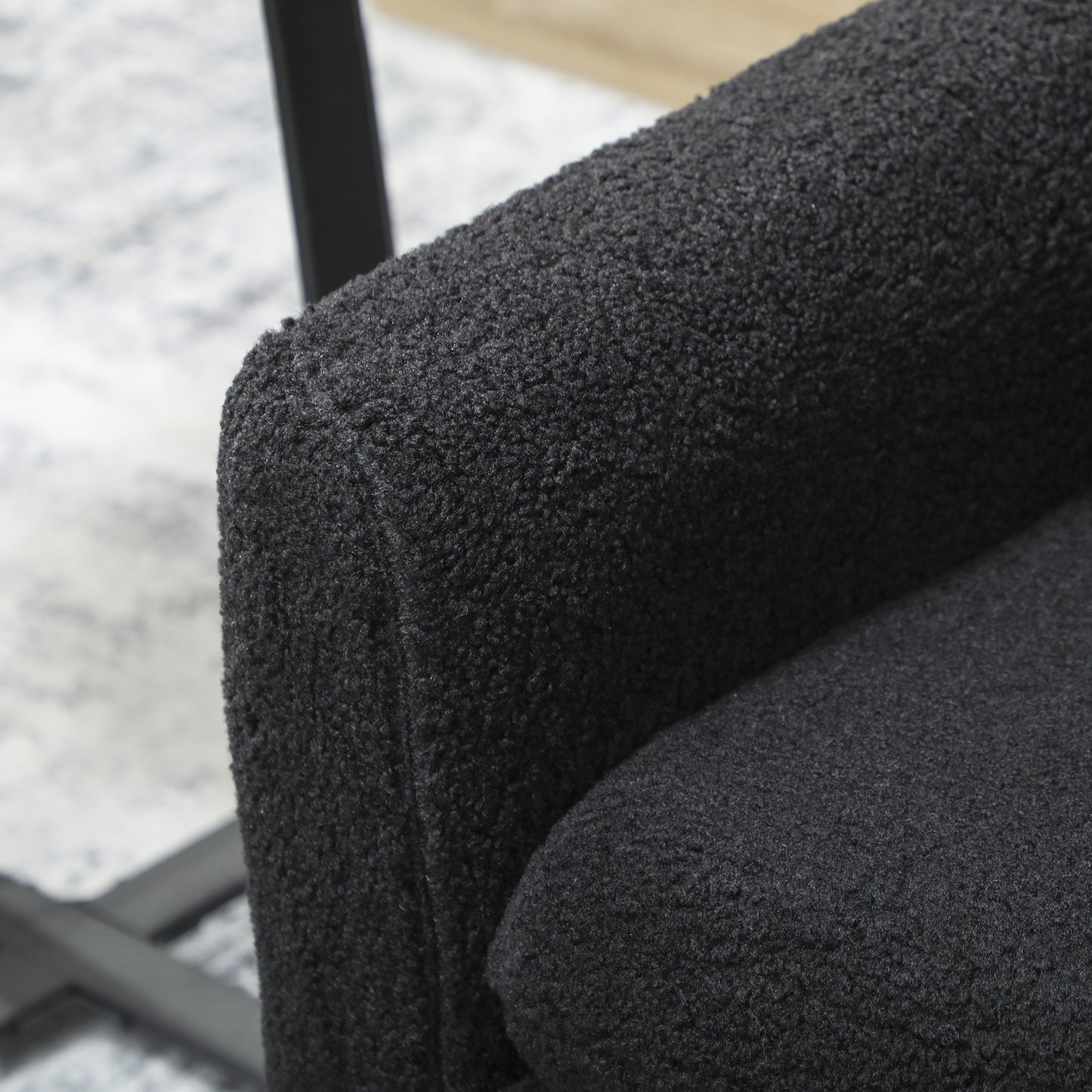 HOMCOM Modern Upholstered Black Fabric Accent Chair with Wood Legs