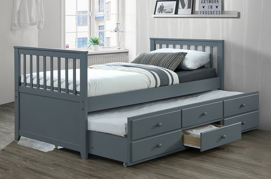 Solid Wood Captain's Daybed with Trundle and Storage