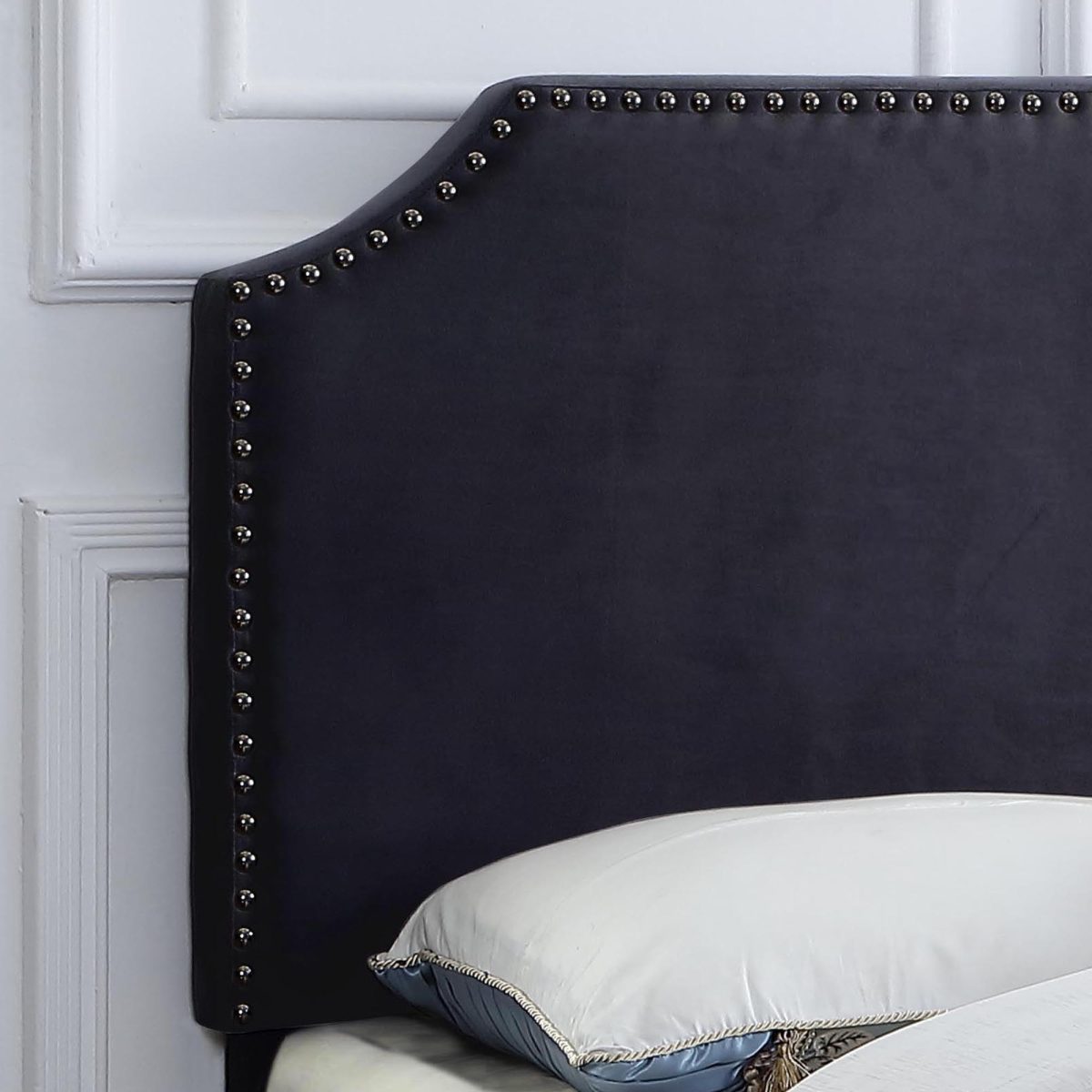 Titus T2116 Modern Velvet Platform Bed Adjustable Headboard
