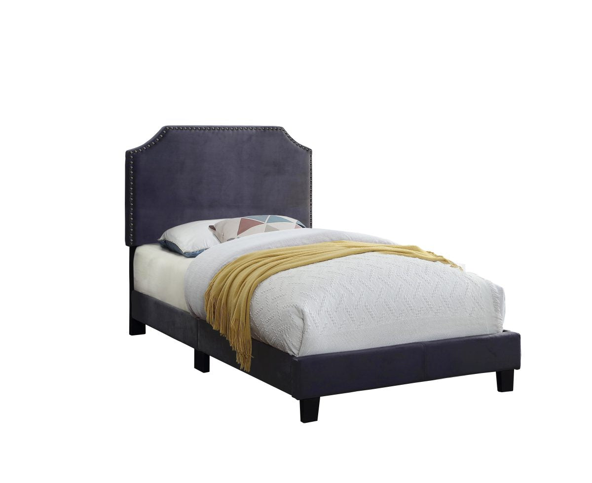 Titus T2116 Modern Velvet Platform Bed Adjustable Headboard
