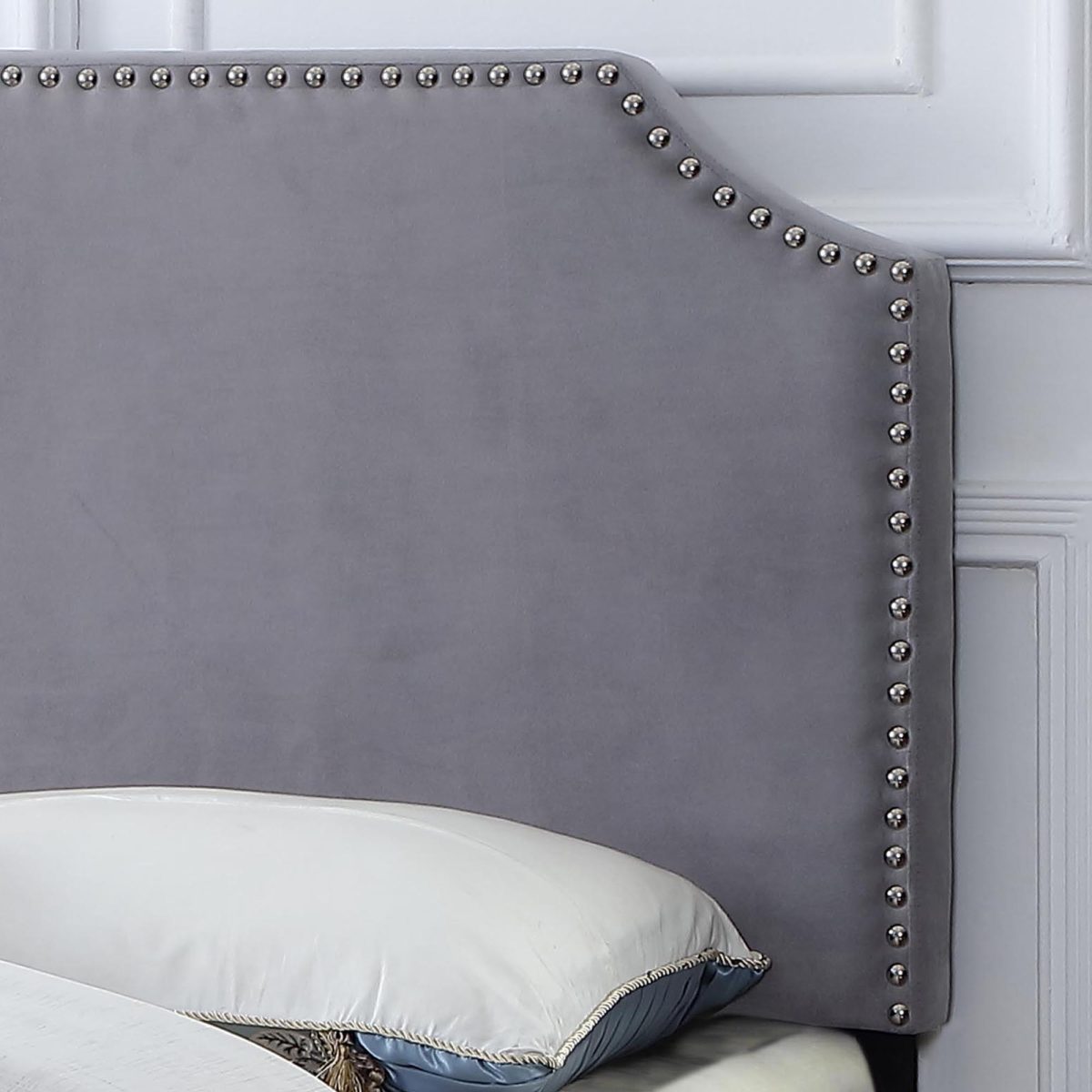 Titus T2116 Modern Velvet Platform Bed Adjustable Headboard