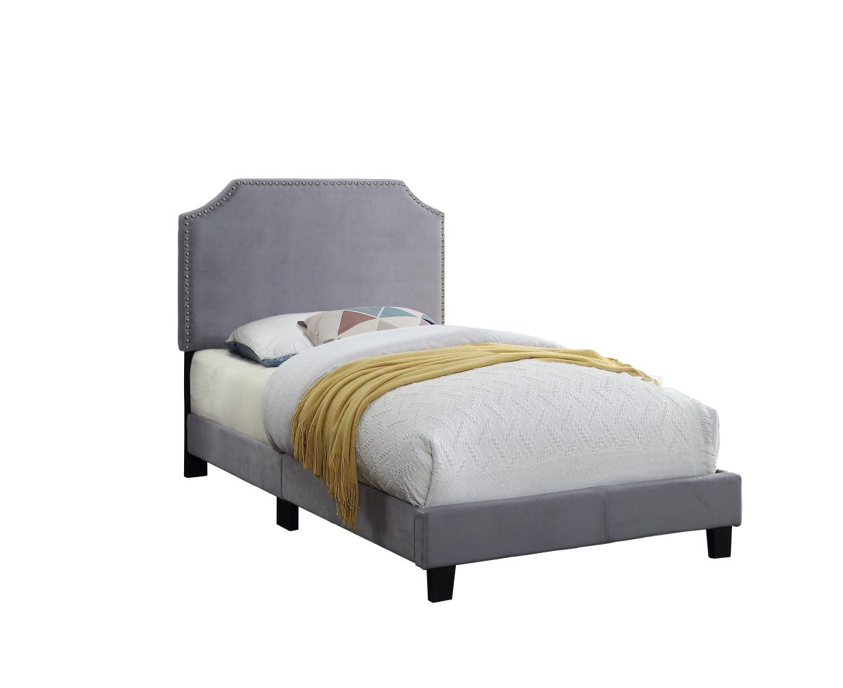 Titus T2116 Modern Velvet Platform Bed Adjustable Headboard