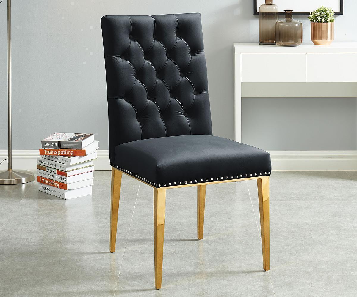 Elegant Velvet Upholstered Dining Chairs with Stainless Steel Legs (Set of 2)