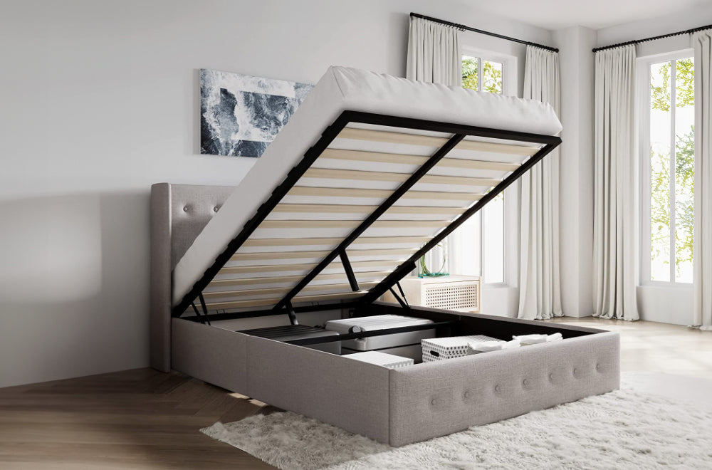 Titus T2162 Modern Tufted Storage Platform Bed Frame