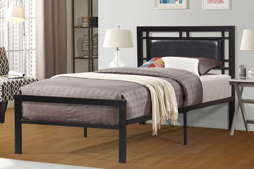 Titus T2201 Modern Leatherette Storage Platform Bed Frame