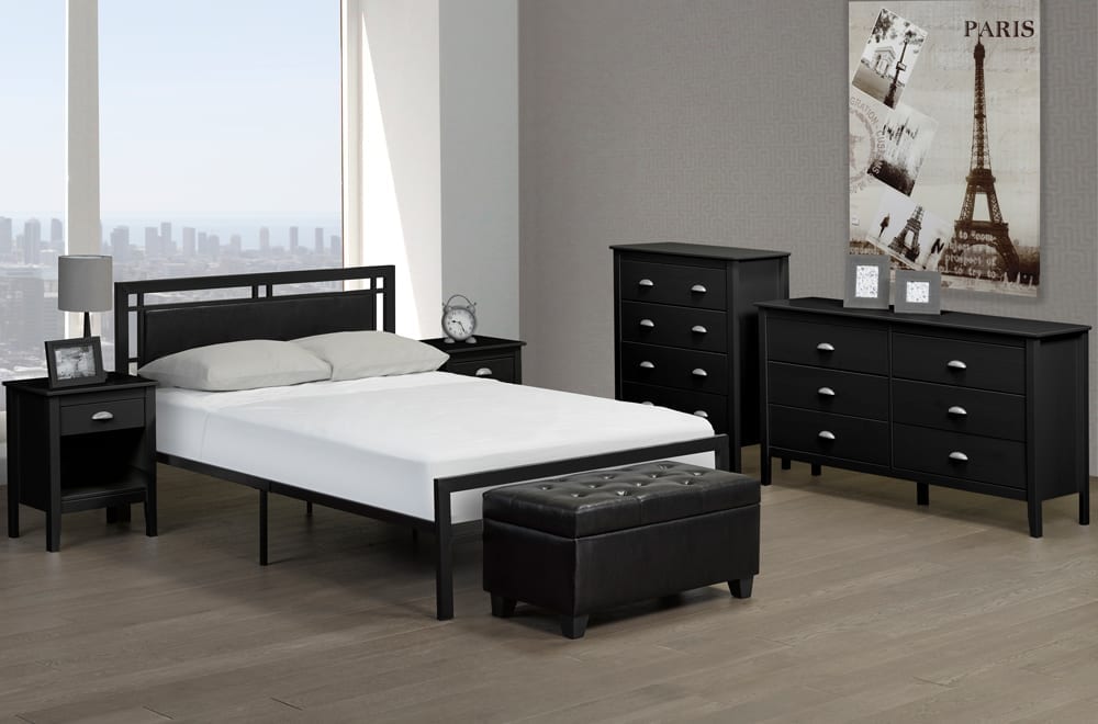 Titus T2201 Modern Leatherette Storage Platform Bed Frame