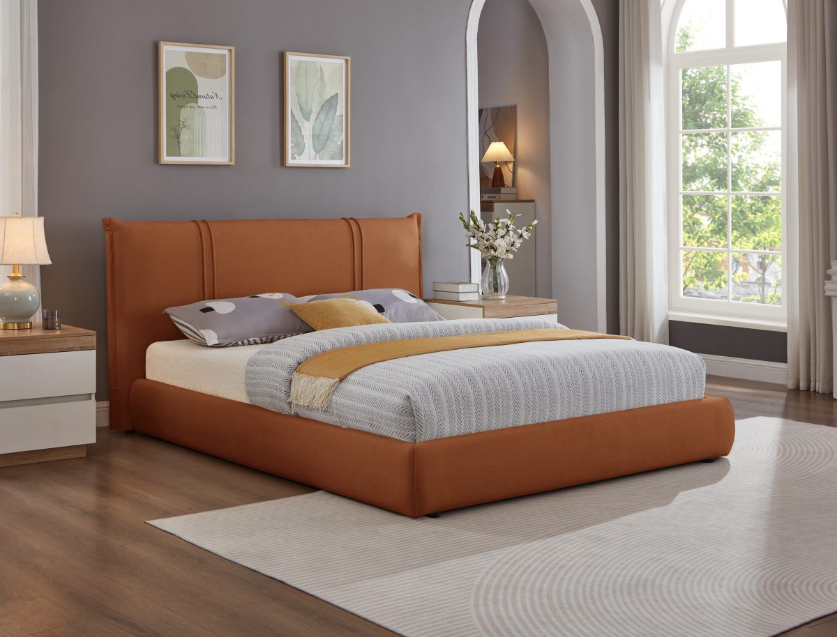 Titus T2248 Modern Upholstered Chenille Platform Bed Frame