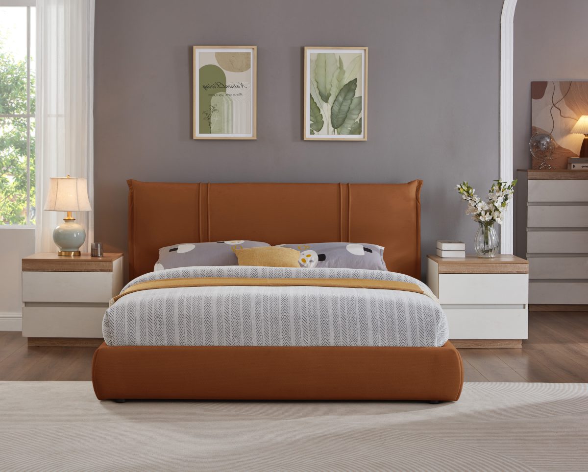 Titus T2248 Modern Upholstered Chenille Platform Bed Frame