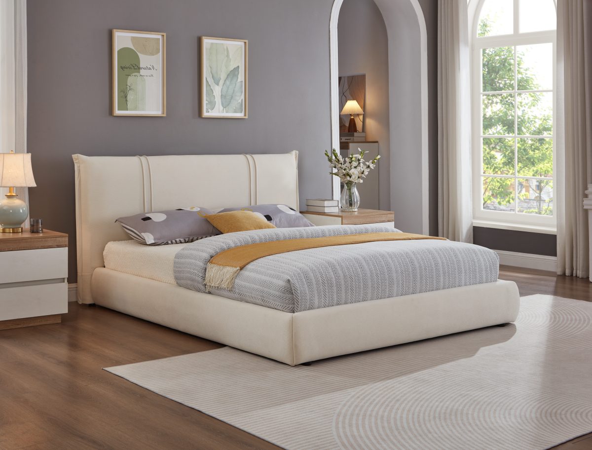 Titus T2248 Modern Upholstered Chenille Platform Bed Frame