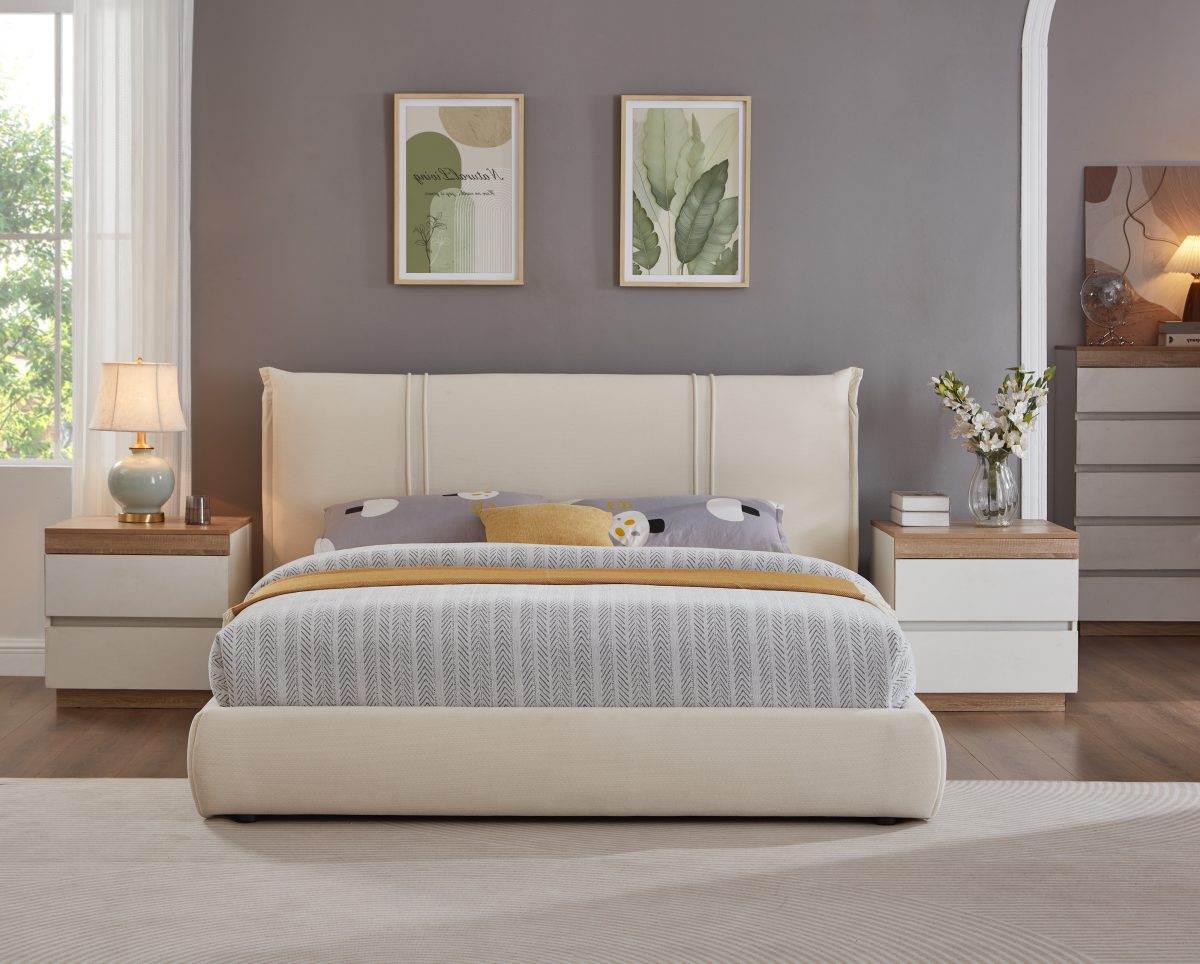 Titus T2248 Modern Upholstered Chenille Platform Bed Frame