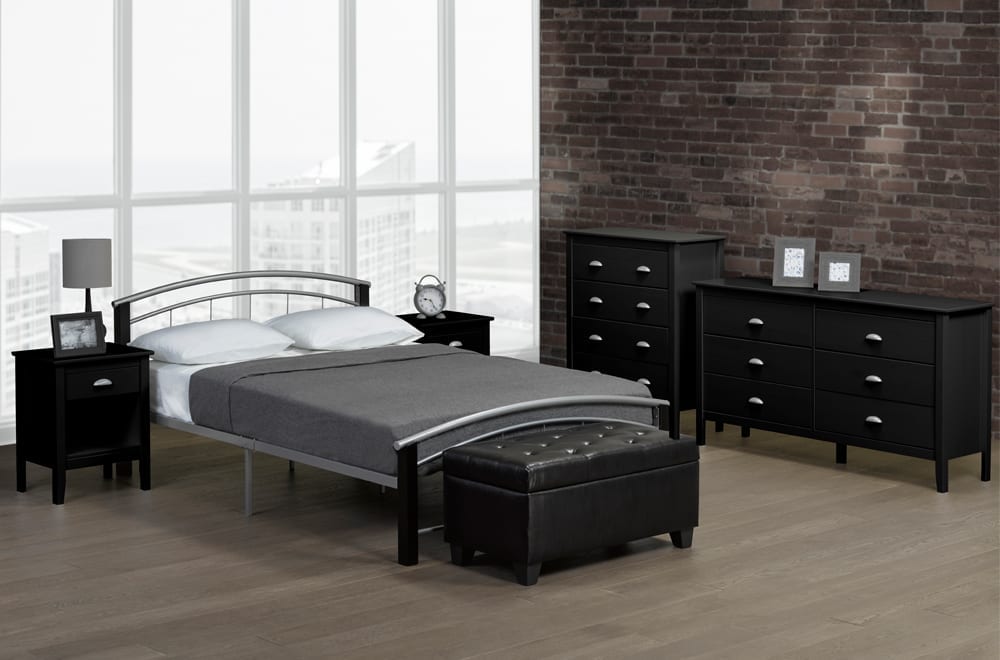 Titus T2330 Modern Wood Metal Platform Bed Frame