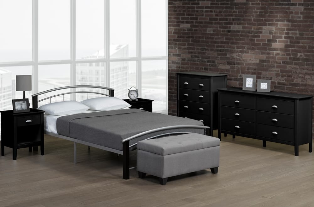 Titus T2330 Modern Wood Metal Platform Bed Frame