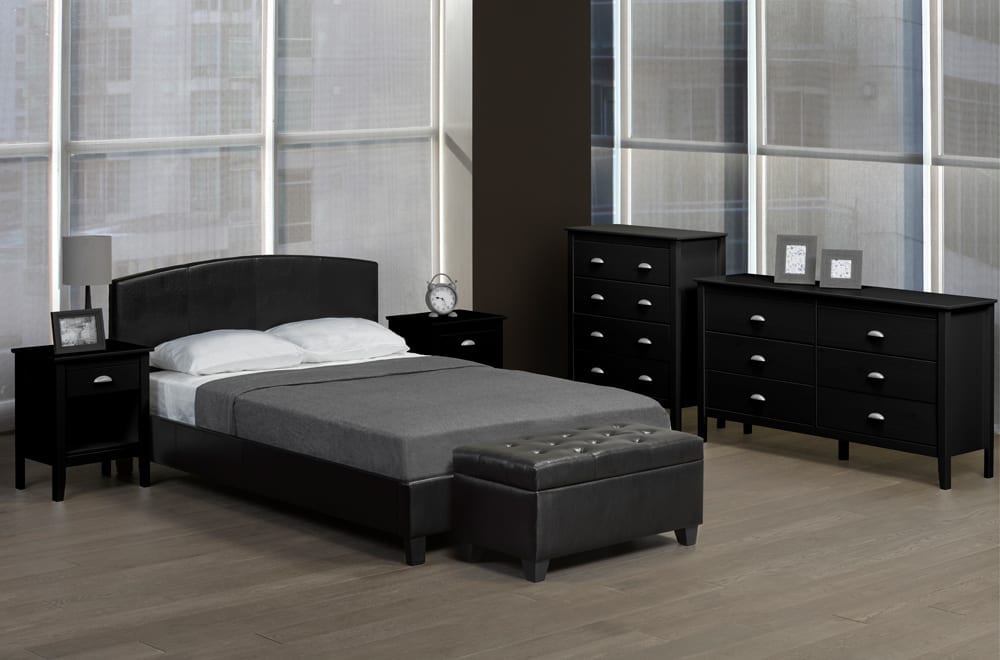 Titus T2350 Modern Leatherette Platform Bed Frame