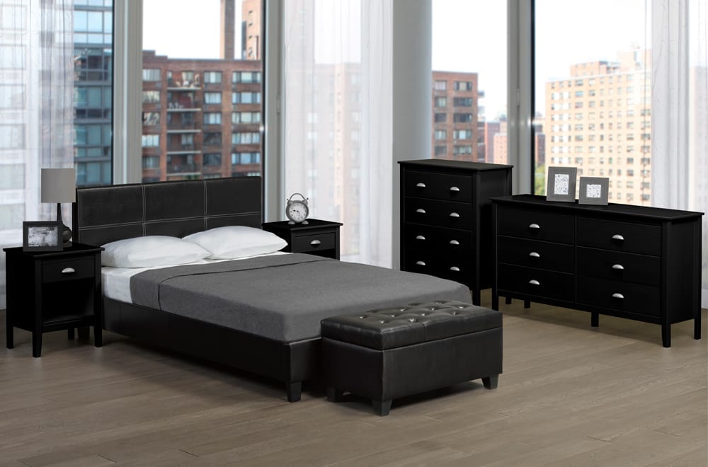 Titus T2358 Modern Grid Upholstered Platform Bed Frame