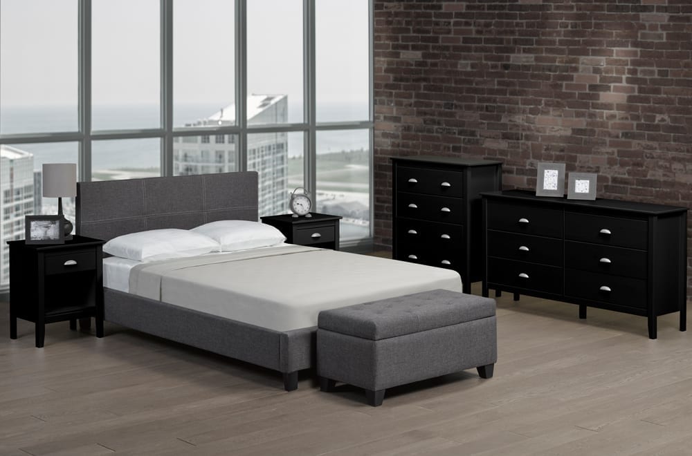 Titus T2358 Modern Grid Upholstered Platform Bed Frame