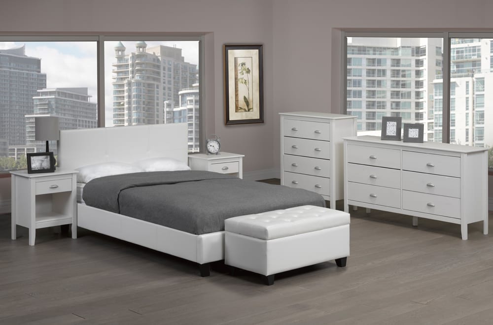 Titus T2358 Modern Grid Upholstered Platform Bed Frame