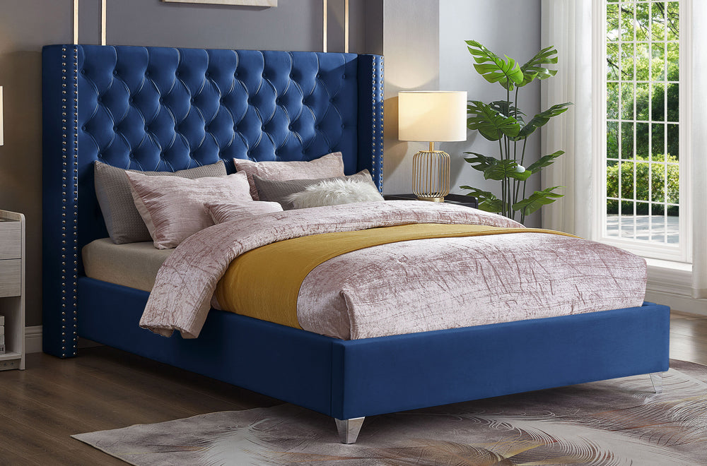 Titus T2380 Modern Tufted Velvet Wingback Platform Bed Frame