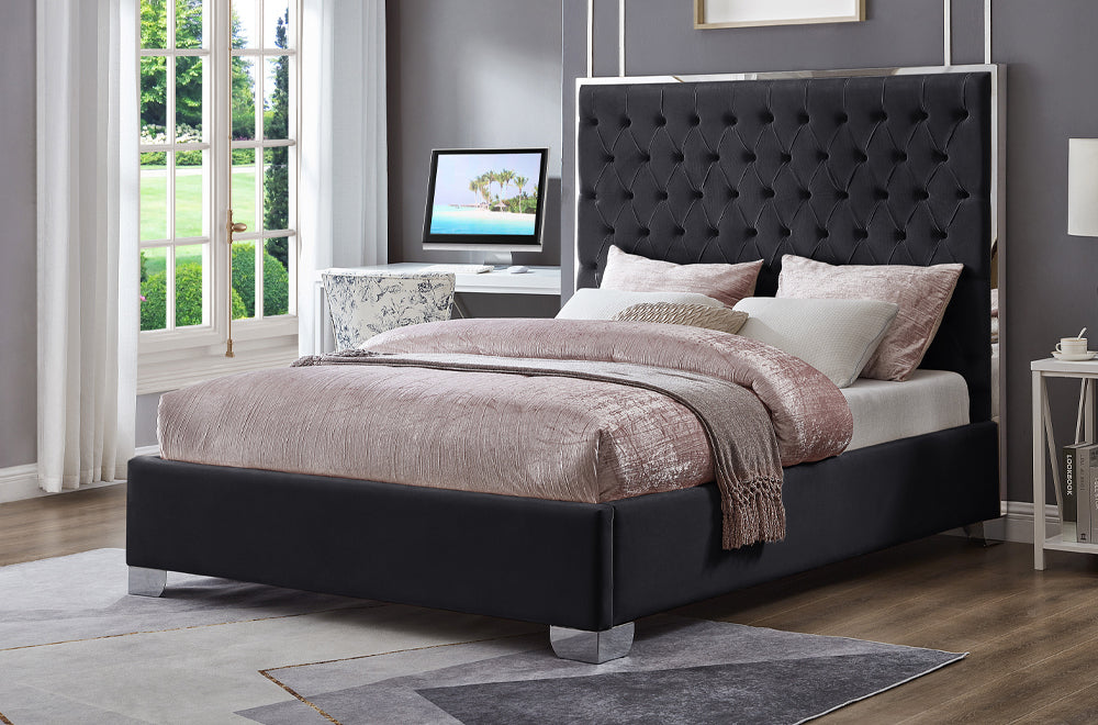Titus T2385 Modern Tufted Velvet Platform Bed Frame