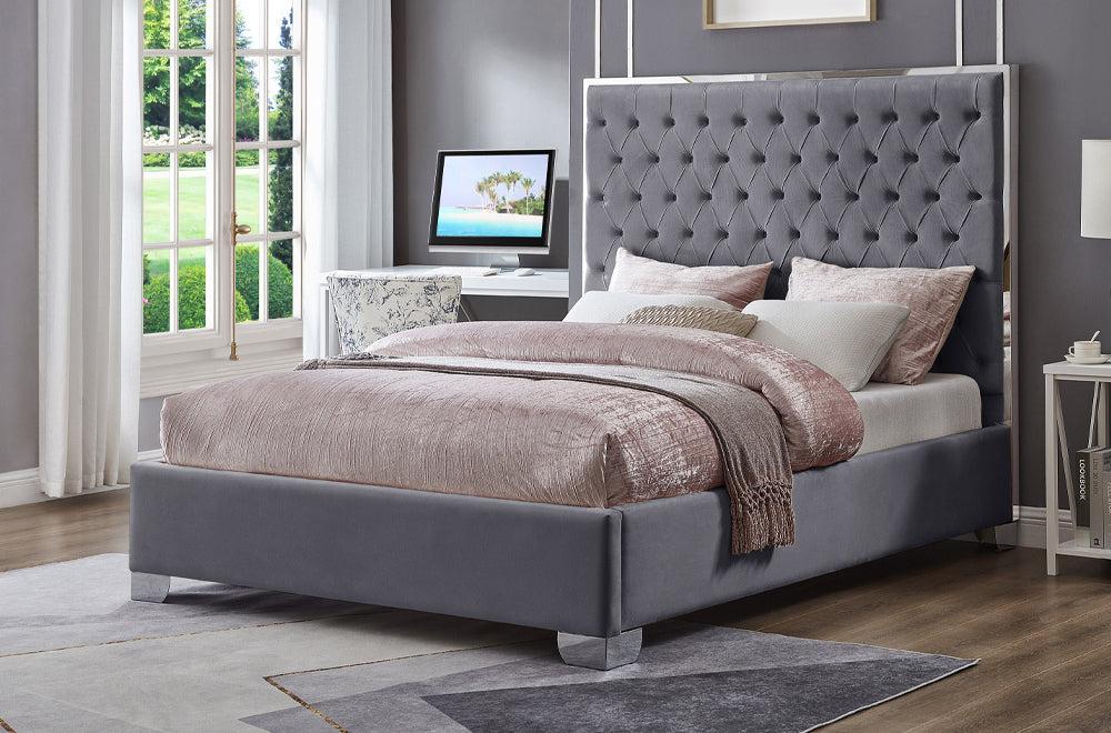 Titus T2385 Modern Tufted Velvet Platform Bed Frame