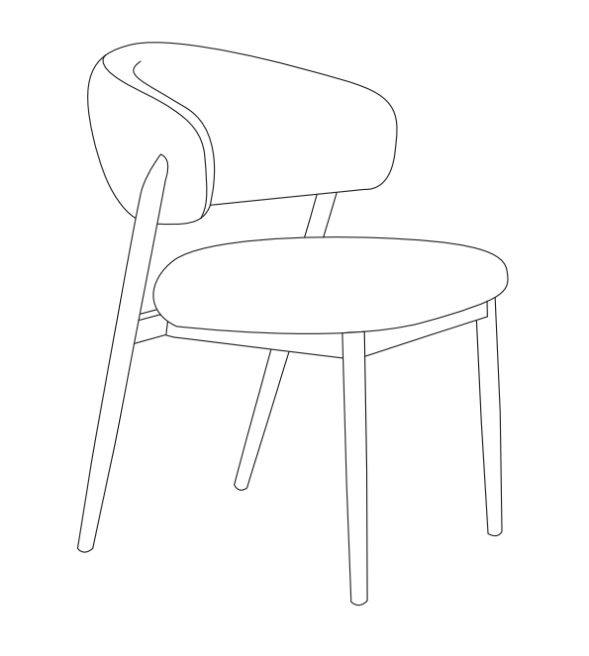Curved Boucle Dining Chair, Set of 2 – Tobacco/Beige
