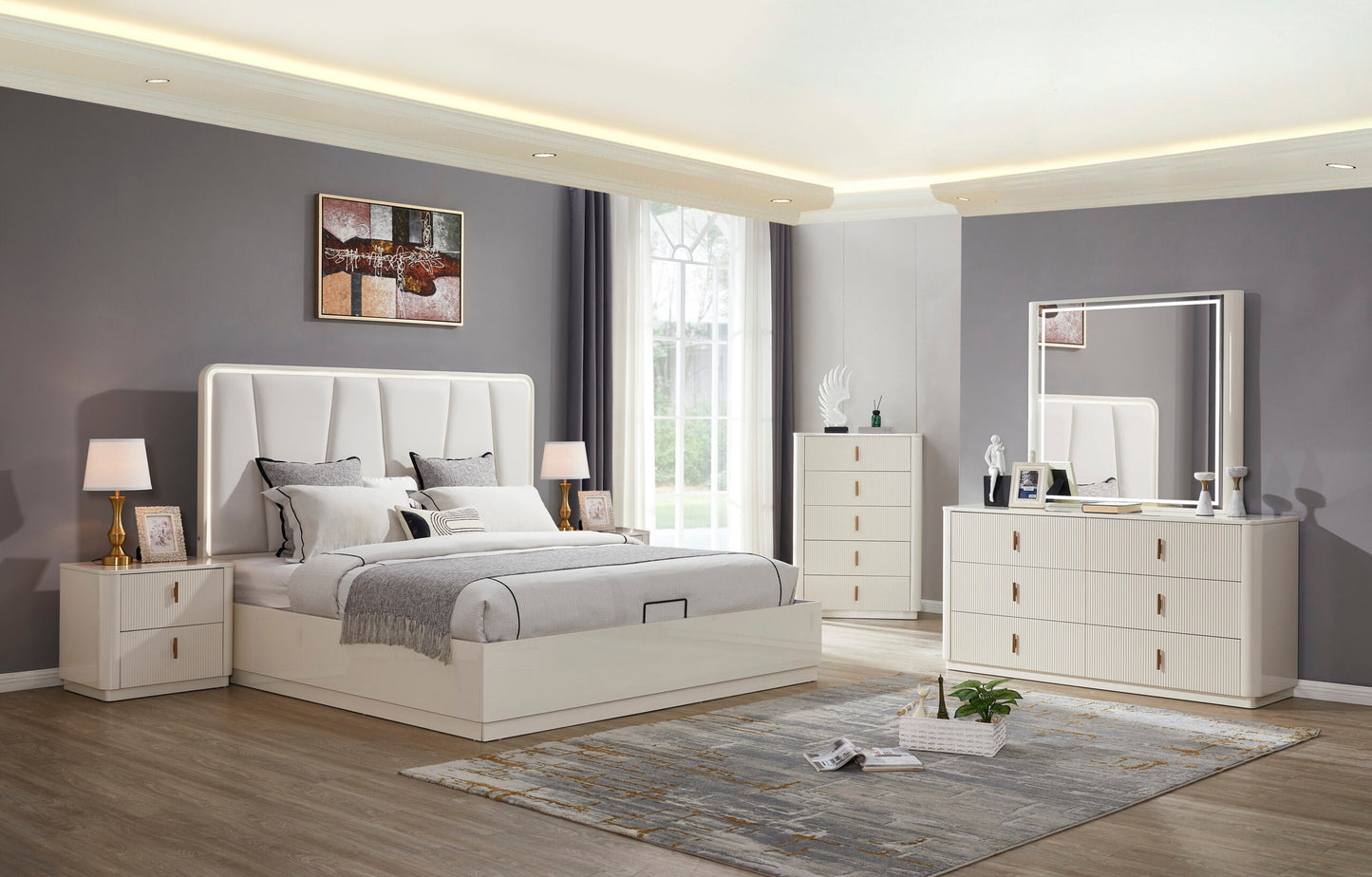 Selena Modern Lift-Top Bedroom Set