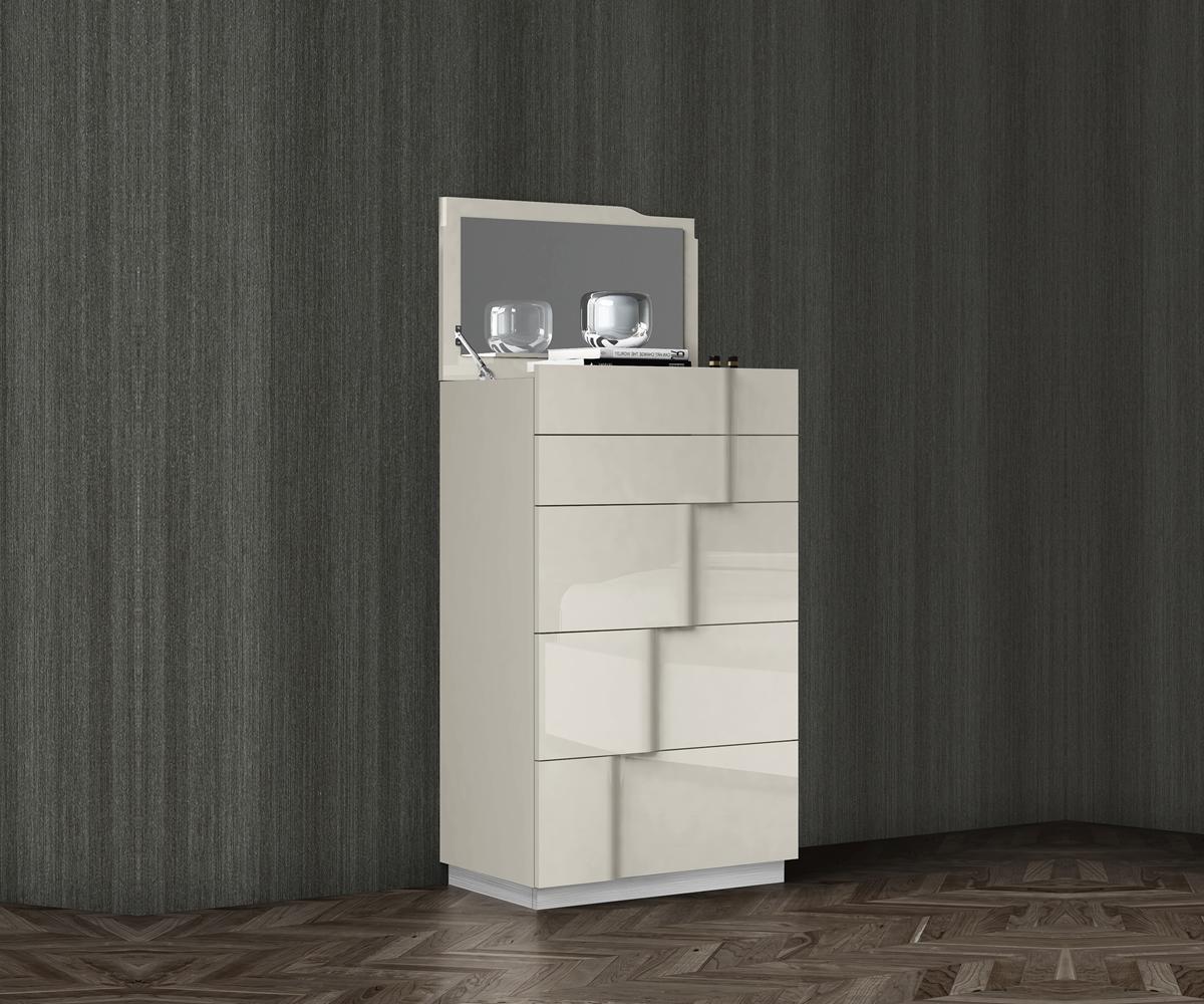 Latina SB185 Modern Grey Lacquer Solid Wood LED Bedroom Set